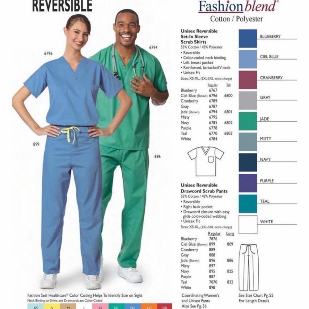Fashion Seal Reversible Scrub Set in Blue (3)